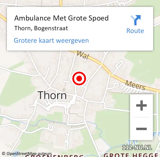 Locatie op kaart van de 112 melding: Ambulance Met Grote Spoed Naar Thorn, Bogenstraat op 22 juli 2019 14:48