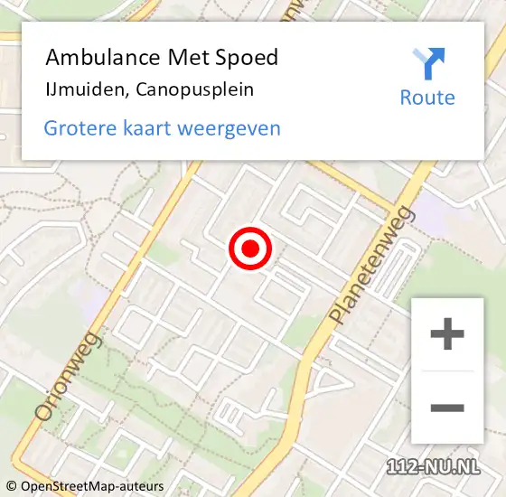 Locatie op kaart van de 112 melding: Ambulance Met Spoed Naar IJmuiden, Canopusplein op 22 juli 2019 15:05