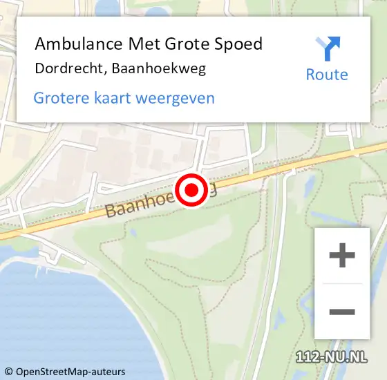 Locatie op kaart van de 112 melding: Ambulance Met Grote Spoed Naar Dordrecht, Baanhoekweg op 22 juli 2019 15:31