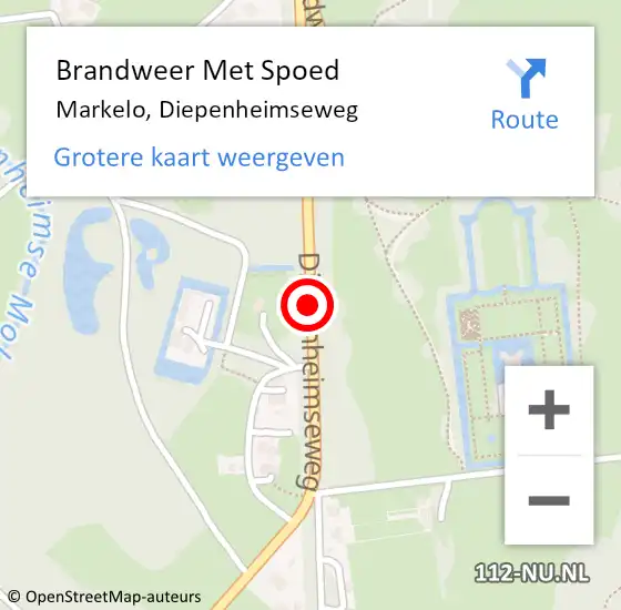 Locatie op kaart van de 112 melding: Brandweer Met Spoed Naar Markelo, Diepenheimseweg op 28 september 2013 01:15