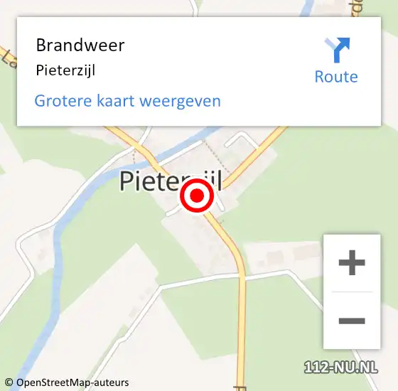 Locatie op kaart van de 112 melding: Brandweer Pieterzijl op 22 juli 2019 16:49