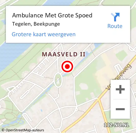 Locatie op kaart van de 112 melding: Ambulance Met Grote Spoed Naar Tegelen, Beekpunge op 22 juli 2019 17:22