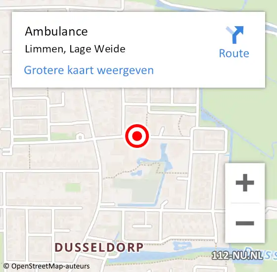 Locatie op kaart van de 112 melding: Ambulance Limmen, Lage Weide op 22 juli 2019 17:34