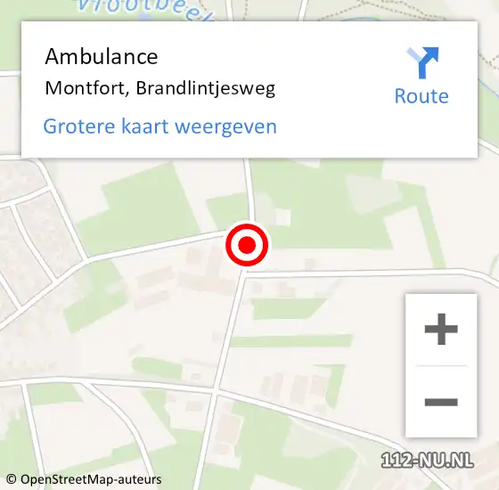 Locatie op kaart van de 112 melding: Ambulance Montfort, Brandlintjesweg op 22 juli 2019 19:03