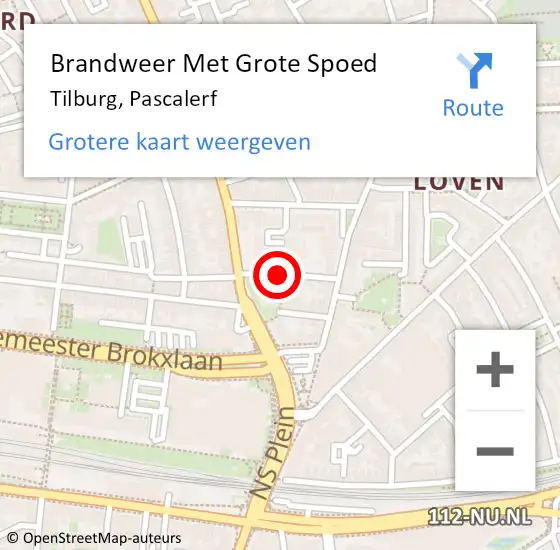 Locatie op kaart van de 112 melding: Brandweer Met Grote Spoed Naar Tilburg, Pascalerf op 22 juli 2019 19:19