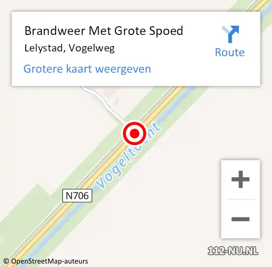 Locatie op kaart van de 112 melding: Brandweer Met Grote Spoed Naar Lelystad, Vogelweg op 22 juli 2019 20:55