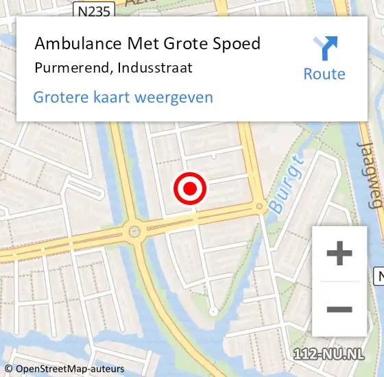 Locatie op kaart van de 112 melding: Ambulance Met Grote Spoed Naar Purmerend, Indusstraat op 22 juli 2019 22:23