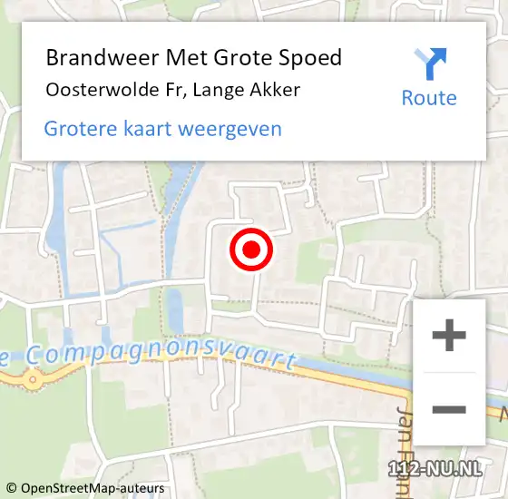 Locatie op kaart van de 112 melding: Brandweer Met Grote Spoed Naar Oosterwolde Fr, Lange Akker op 22 juli 2019 23:16