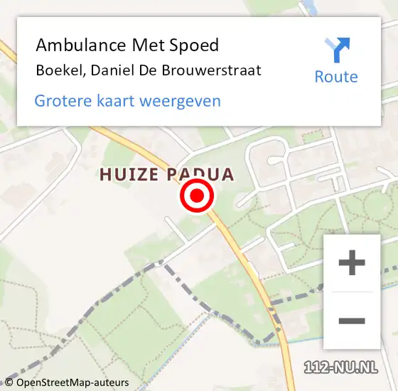 Locatie op kaart van de 112 melding: Ambulance Met Spoed Naar Boekel, Daniel De Brouwerstraat op 22 juli 2019 23:51