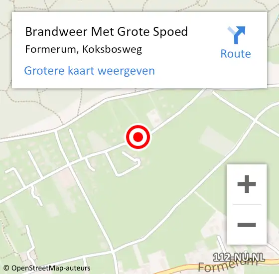 Locatie op kaart van de 112 melding: Brandweer Met Grote Spoed Naar Formerum, Koksbosweg op 23 juli 2019 00:19
