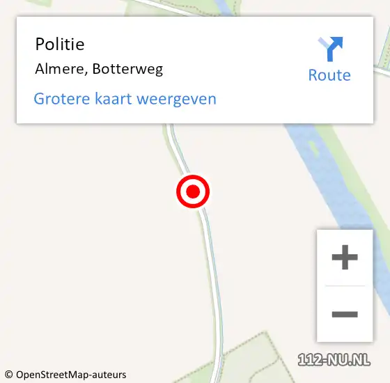 Locatie op kaart van de 112 melding: Politie Almere, Botterweg op 23 juli 2019 01:14