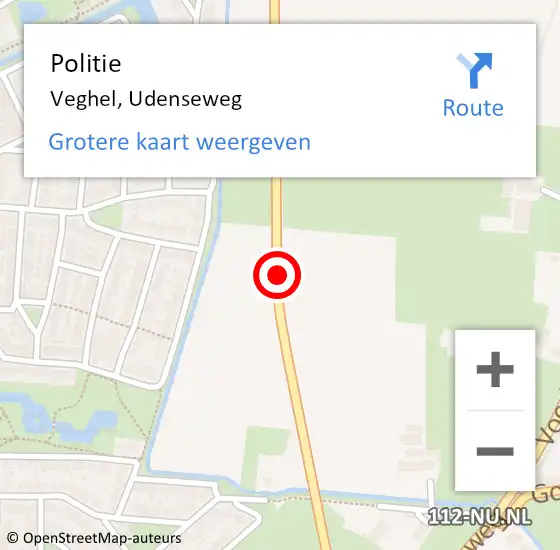 Locatie op kaart van de 112 melding: Politie Veghel, Udenseweg op 23 juli 2019 01:57