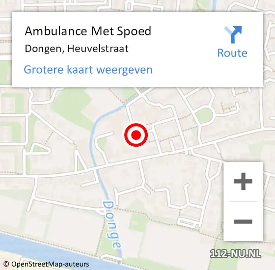 Locatie op kaart van de 112 melding: Ambulance Met Spoed Naar Dongen, Heuvelstraat op 23 juli 2019 02:11