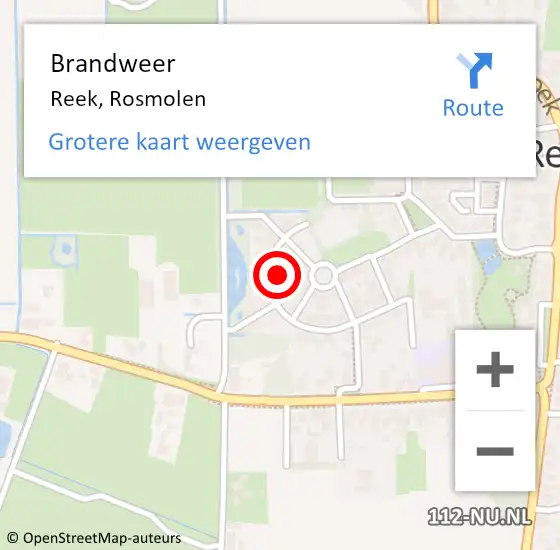 Locatie op kaart van de 112 melding: Brandweer Reek, Rosmolen op 8 april 2014 11:25