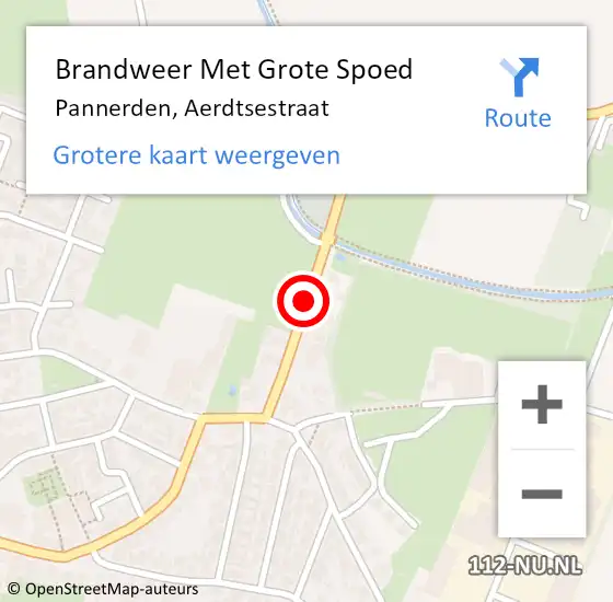 Locatie op kaart van de 112 melding: Brandweer Met Grote Spoed Naar Pannerden, Aerdtsestraat op 23 juli 2019 03:06