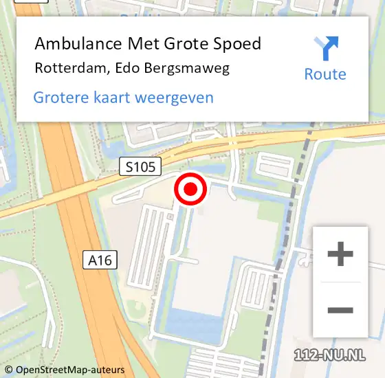 Locatie op kaart van de 112 melding: Ambulance Met Grote Spoed Naar Rotterdam, Edo Bergsmaweg op 23 juli 2019 03:25