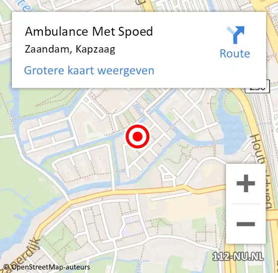 Locatie op kaart van de 112 melding: Ambulance Met Spoed Naar Zaandam, Kapzaag op 23 juli 2019 04:52