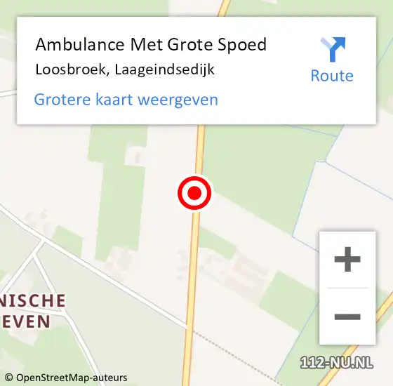 Locatie op kaart van de 112 melding: Ambulance Met Grote Spoed Naar Loosbroek, Laageindsedijk op 28 september 2013 01:25