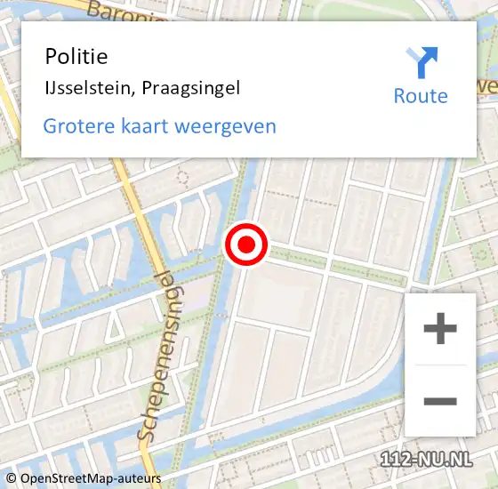 Locatie op kaart van de 112 melding: Politie IJsselstein, Praagsingel op 23 juli 2019 08:27