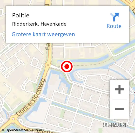 Locatie op kaart van de 112 melding: Politie Ridderkerk, Havenkade op 23 juli 2019 09:03