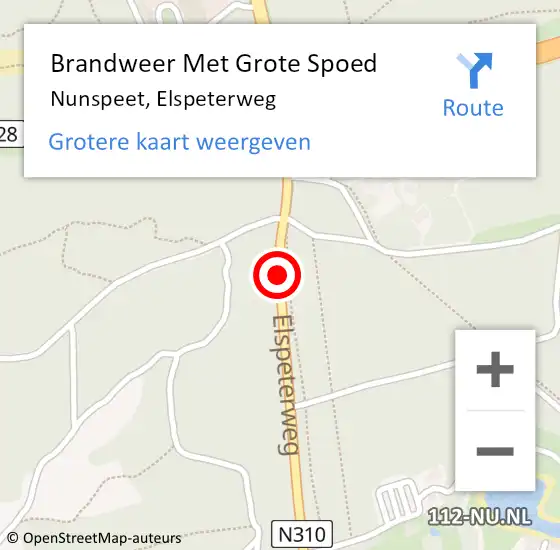 Locatie op kaart van de 112 melding: Brandweer Met Grote Spoed Naar Nunspeet, Elspeterweg op 23 juli 2019 09:34