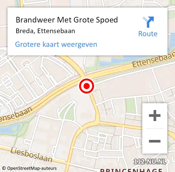 Locatie op kaart van de 112 melding: Brandweer Met Grote Spoed Naar Breda, Ettensebaan op 23 juli 2019 09:36