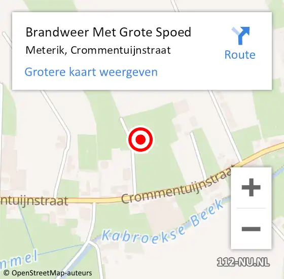 Locatie op kaart van de 112 melding: Brandweer Met Grote Spoed Naar Meterik, Crommentuijnstraat op 23 juli 2019 09:58