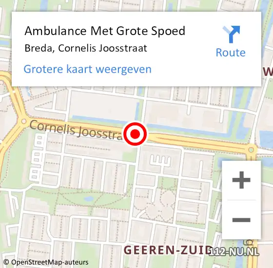 Locatie op kaart van de 112 melding: Ambulance Met Grote Spoed Naar Breda, Cornelis Joosstraat op 23 juli 2019 10:02