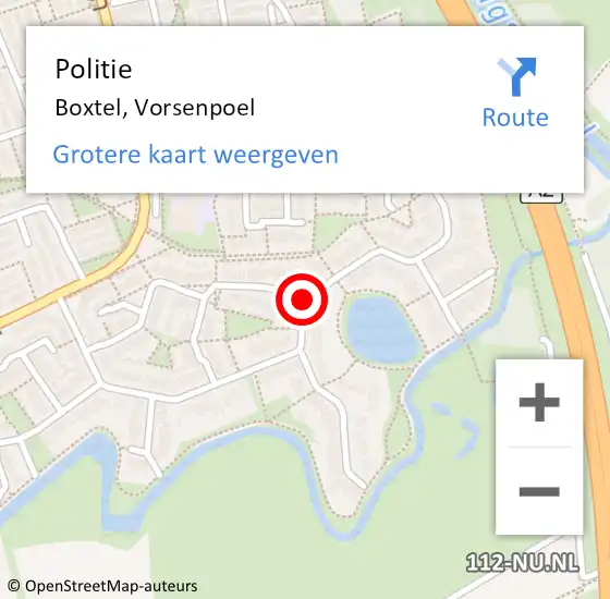 Locatie op kaart van de 112 melding: Politie Boxtel, Vorsenpoel op 23 juli 2019 10:44