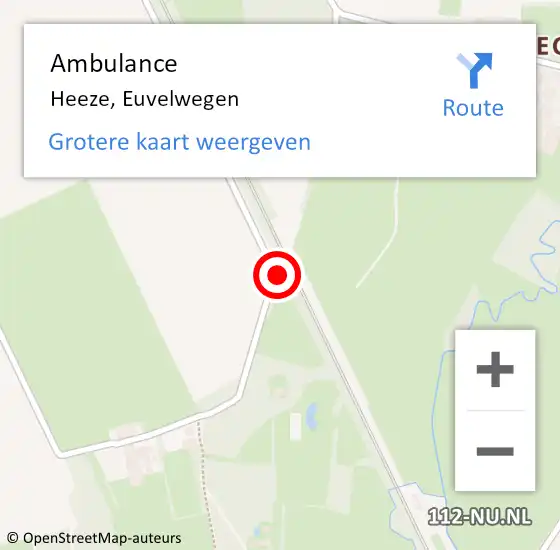 Locatie op kaart van de 112 melding: Ambulance Heeze, Euvelwegen op 23 juli 2019 10:50