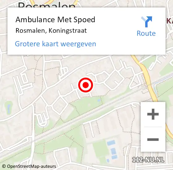 Locatie op kaart van de 112 melding: Ambulance Met Spoed Naar Rosmalen, Koningstraat op 23 juli 2019 11:28