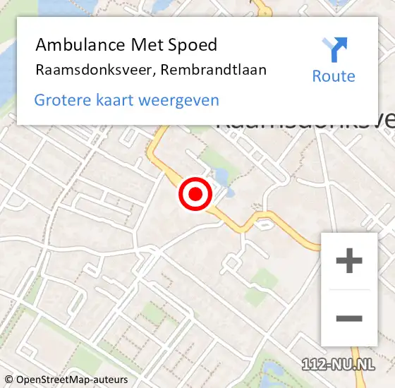 Locatie op kaart van de 112 melding: Ambulance Met Spoed Naar Raamsdonksveer, Rembrandtlaan op 23 juli 2019 11:39