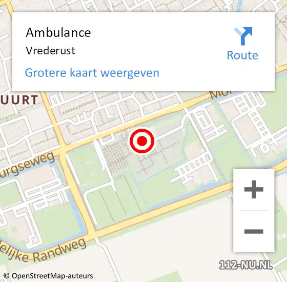 Locatie op kaart van de 112 melding: Ambulance Vrederust op 23 juli 2019 12:35