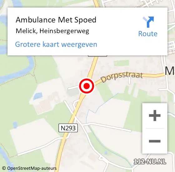 Locatie op kaart van de 112 melding: Ambulance Met Spoed Naar Melick, Heinsbergerweg op 23 juli 2019 13:00