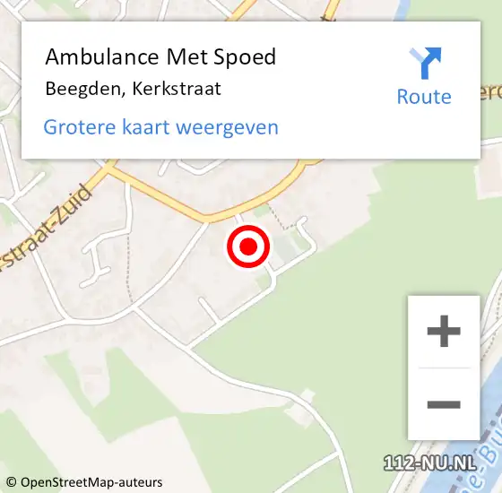 Locatie op kaart van de 112 melding: Ambulance Met Spoed Naar Beegden, Kerkstraat op 23 juli 2019 13:20