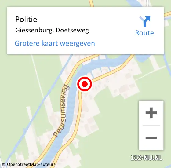 Locatie op kaart van de 112 melding: Politie Giessenburg, Doetseweg op 23 juli 2019 14:13