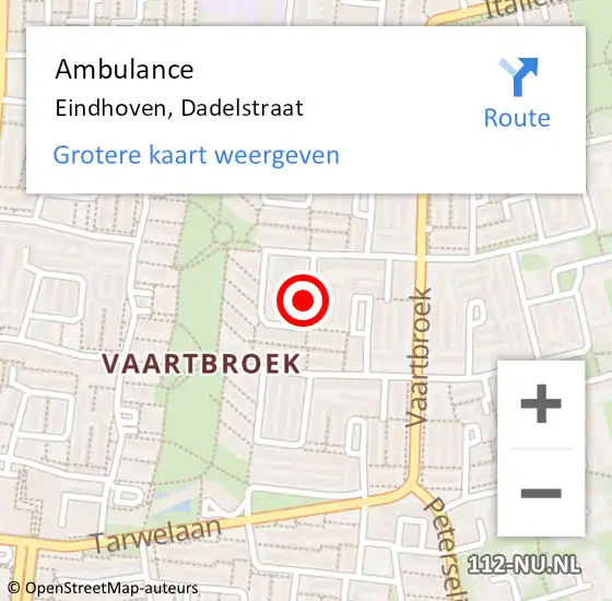 Locatie op kaart van de 112 melding: Ambulance Eindhoven, Dadelstraat op 23 juli 2019 15:05