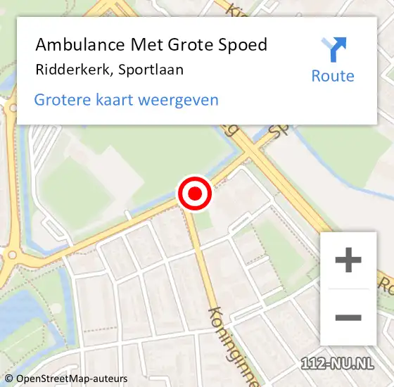 Locatie op kaart van de 112 melding: Ambulance Met Grote Spoed Naar Ridderkerk, Sportlaan op 23 juli 2019 15:18