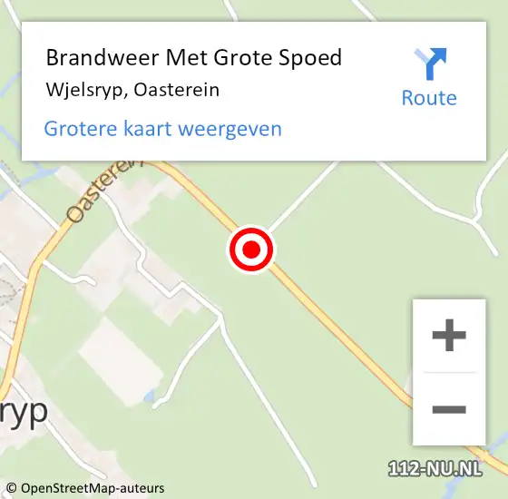 Locatie op kaart van de 112 melding: Brandweer Met Grote Spoed Naar Wjelsryp, Oasterein op 23 juli 2019 15:23