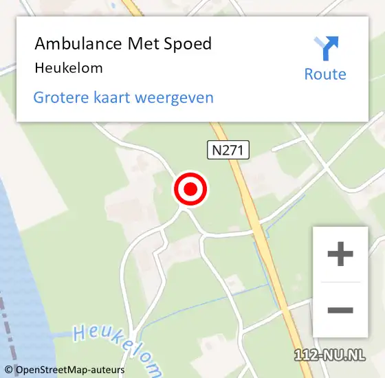 Locatie op kaart van de 112 melding: Ambulance Met Spoed Naar Heukelom op 23 juli 2019 15:54