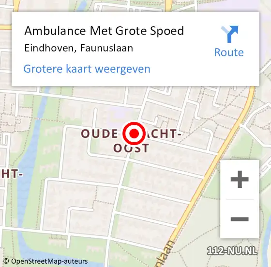 Locatie op kaart van de 112 melding: Ambulance Met Grote Spoed Naar Eindhoven, Faunuslaan op 23 juli 2019 16:07