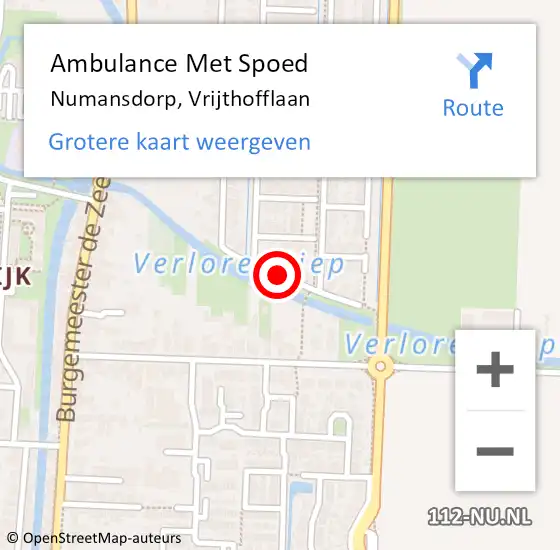 Locatie op kaart van de 112 melding: Ambulance Met Spoed Naar Numansdorp, Vrijthofflaan op 23 juli 2019 16:57