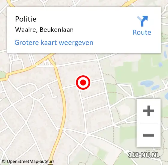 Locatie op kaart van de 112 melding: Politie Waalre, Beukenlaan op 23 juli 2019 17:37