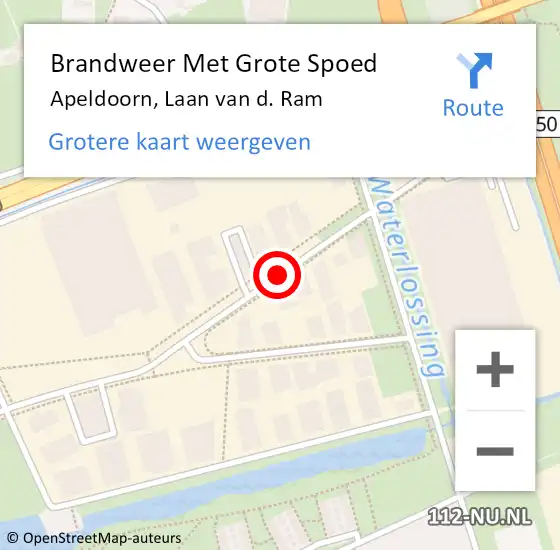 Locatie op kaart van de 112 melding: Brandweer Met Grote Spoed Naar Apeldoorn, Laan van d. Ram op 23 juli 2019 17:42