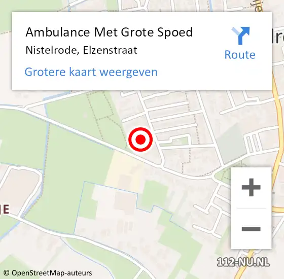 Locatie op kaart van de 112 melding: Ambulance Met Grote Spoed Naar Nistelrode, Elzenstraat op 8 april 2014 12:40