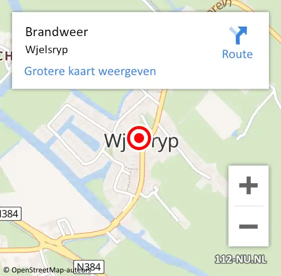 Locatie op kaart van de 112 melding: Brandweer Wjelsryp op 23 juli 2019 17:57