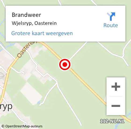 Locatie op kaart van de 112 melding: Brandweer Wjelsryp, Oasterein op 23 juli 2019 18:01