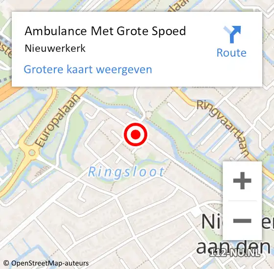 Locatie op kaart van de 112 melding: Ambulance Met Grote Spoed Naar Nieuwerkerk op 23 juli 2019 19:00