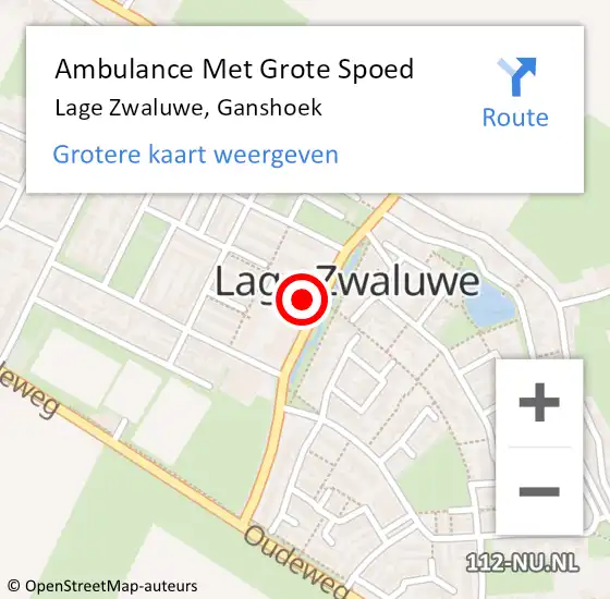 Locatie op kaart van de 112 melding: Ambulance Met Grote Spoed Naar Lage Zwaluwe, Ganshoek op 23 juli 2019 19:40