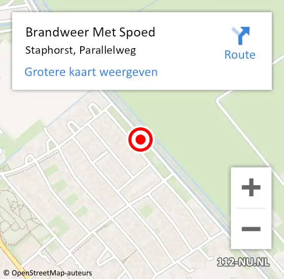Locatie op kaart van de 112 melding: Brandweer Met Spoed Naar Staphorst, Parallelweg op 23 juli 2019 19:45